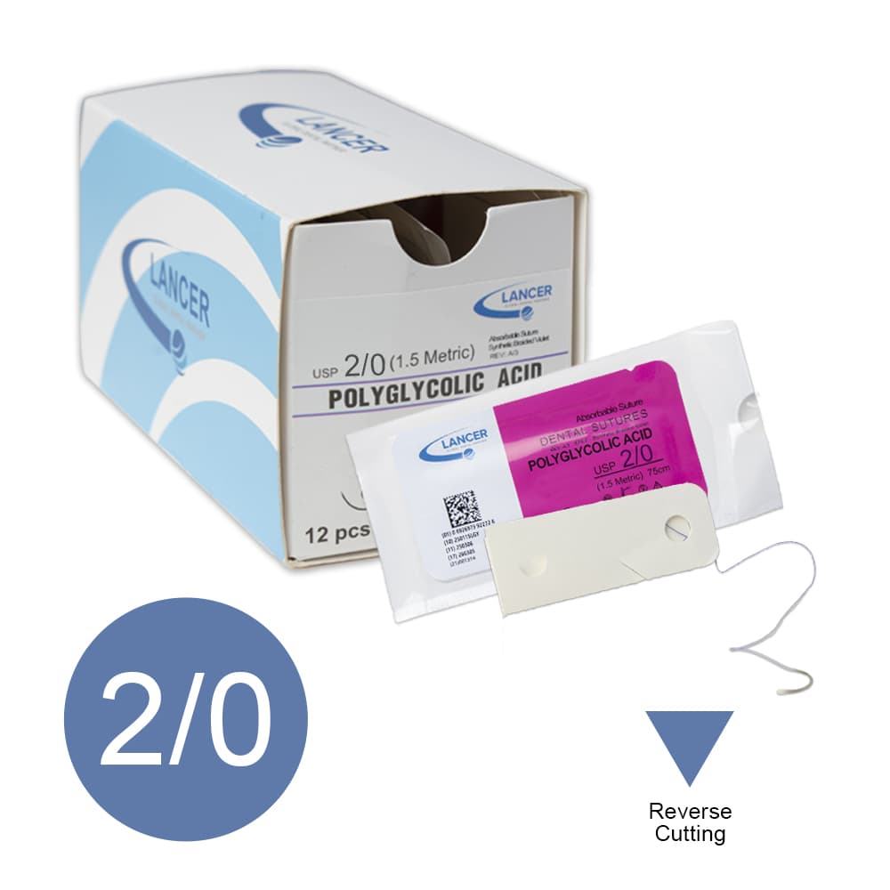 Suture Lancer - PGA 2/0 - Confezione da 12 Pezzi - Lunghezza 75cm