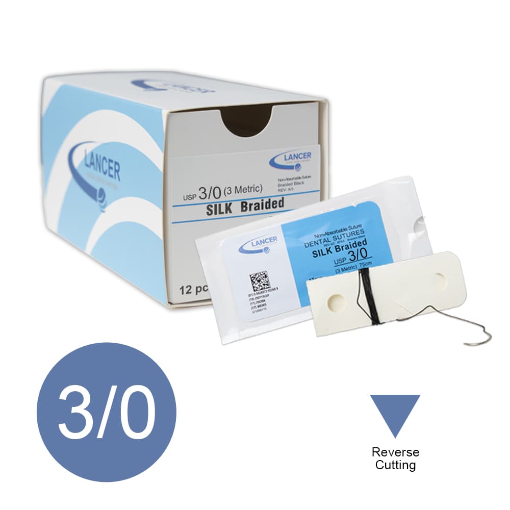 Suture Lancer - Seta 3/0 - Confezione da 12 Pezzi - Lunghezza 45cm