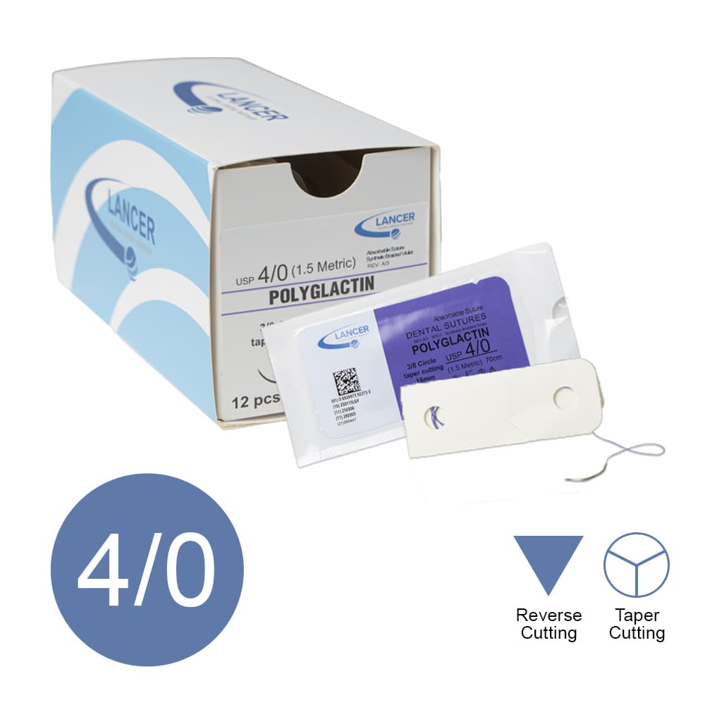 Suture Lancer - PGLA 4/0 - Confezione da 12 Pezzi - Lunghezza 70cm