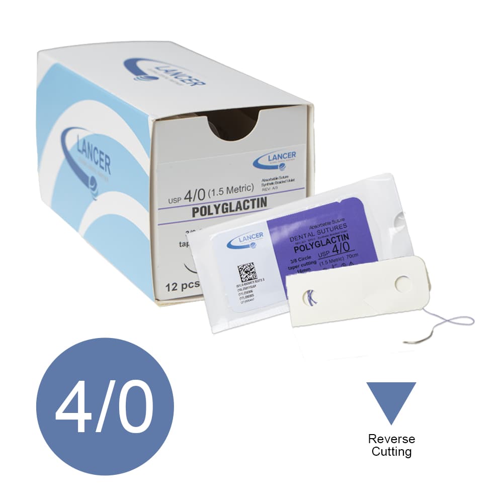 Suture Lancer - PGLA 4/0 - Confezione da 12 Pezzi - Lunghezza 45cm
