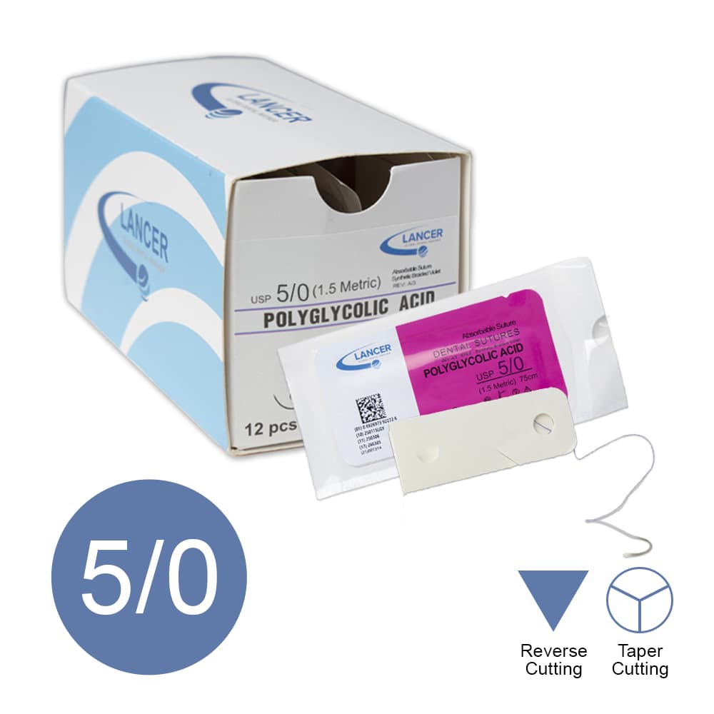 Suture Lancer - PGA 5/0 - Confezione da 12 Pezzi - Lunghezza 75cm