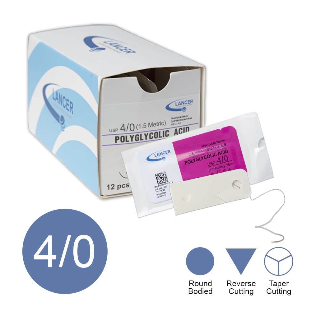 Suture Lancer - PGA 4/0 - Confezione da 12 Pezzi - Lunghezza 75cm