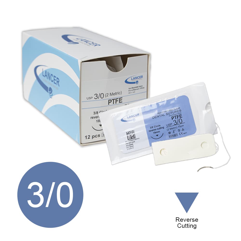 Suture Lancer - PTFE 3/0 - Confezione da 12 Pezzi - Lunghezza 75cm