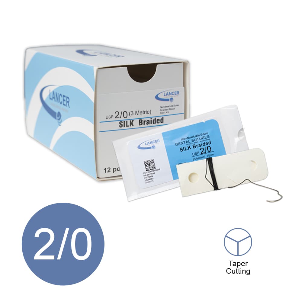 Suture Lancer - Seta 2/0 - Confezione da 12 Pezzi - Lunghezza 75cm
